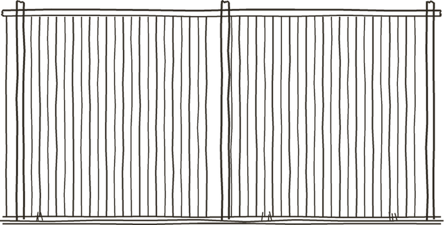 Hand drawn Colorbond fence with capping and posts