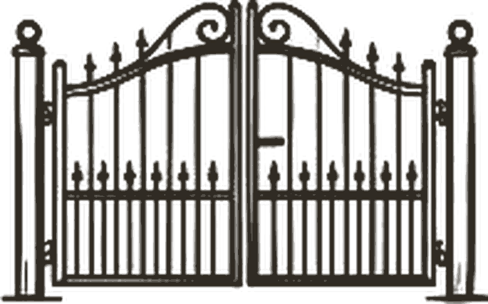 Hand drawn ornate double driveway gate