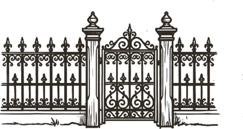 Hand drawn heritage feature gate and fence