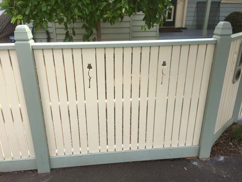 Close up of the cut out detail and the painted gate